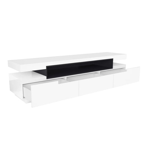 Large White Gloss TV Stand with Storage - TV's up to 85" - Harlow