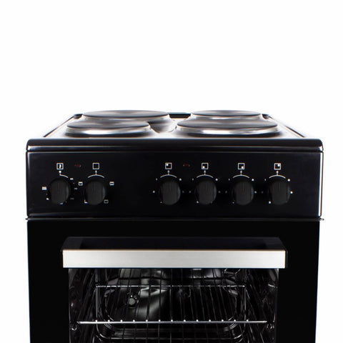 electriQ 50cm Electric Cooker with Sealed Plate Hob - Black