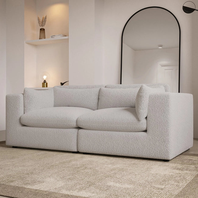 Beige Boucle 3 Seater Sofa - Hudson