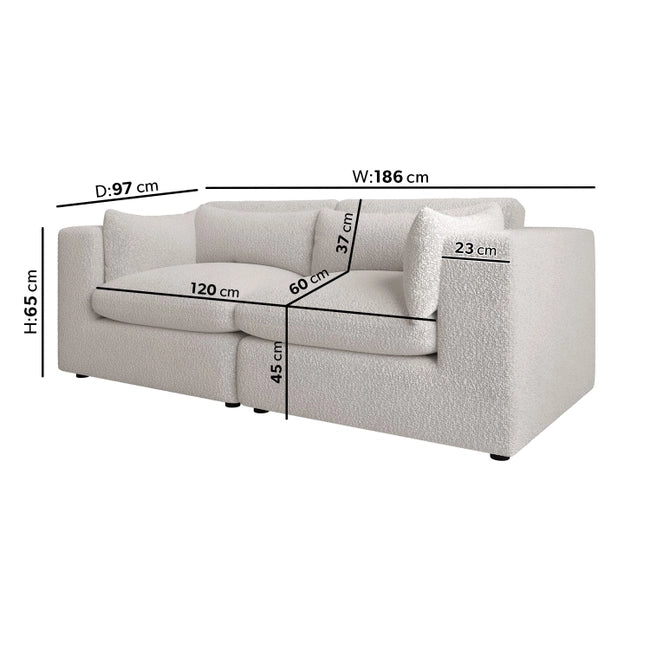 Beige Boucle 3 Seater Sofa - Hudson