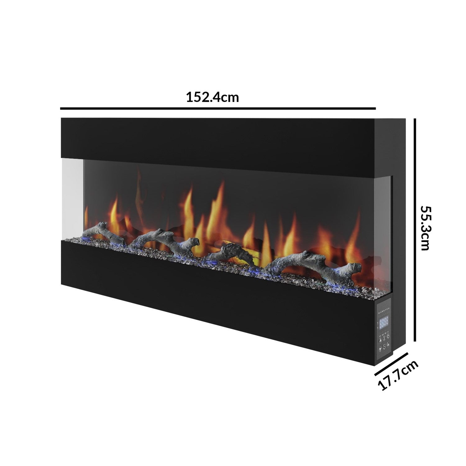 Black 60inch Wall Mounted Electric Fireplace - AmberGlo