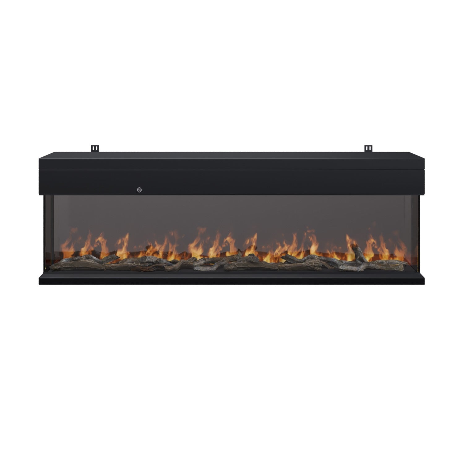 Black 60inch WiFi Enabled Inset Electric Media Wall Fireplace - AmberGlo