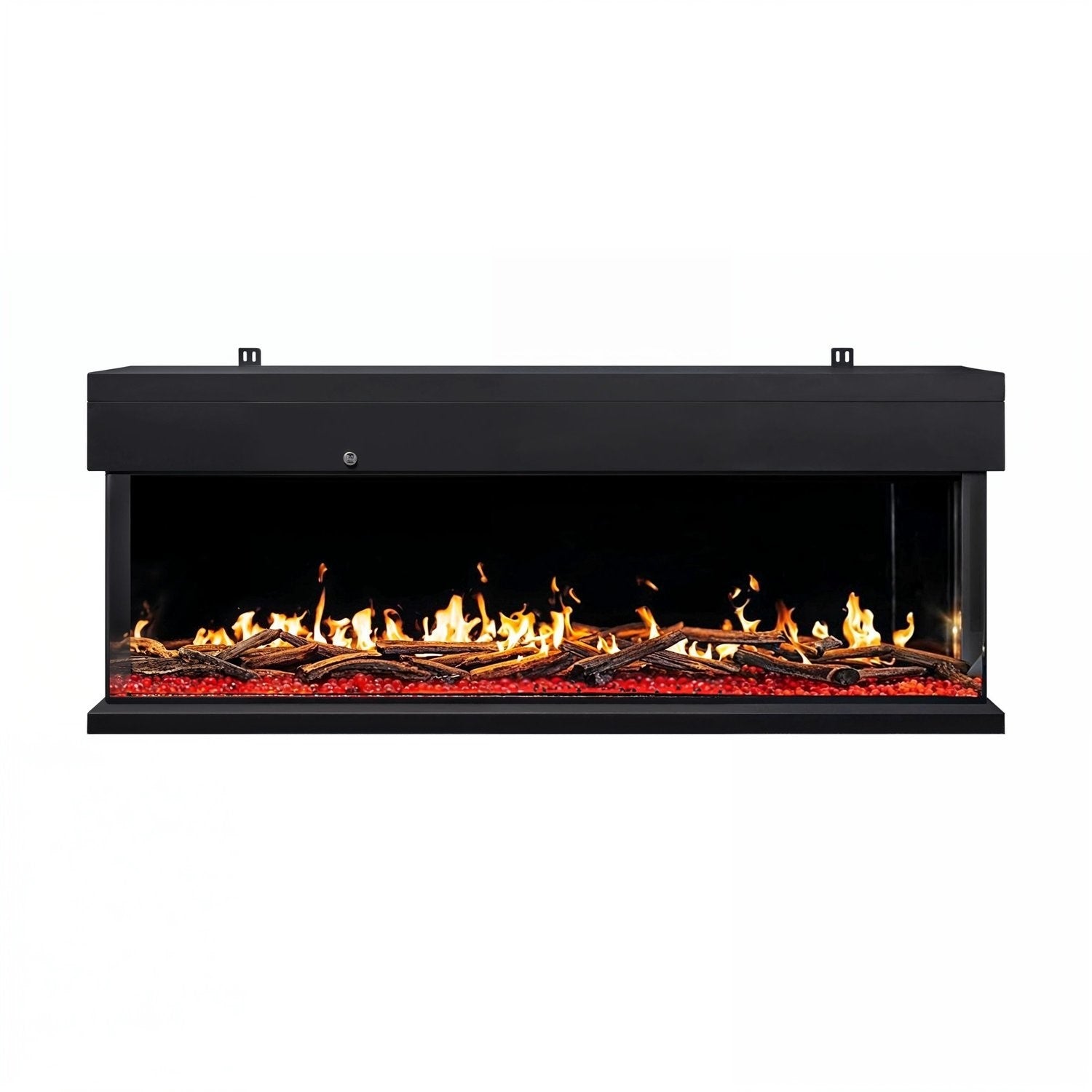 Black 60inch Inset Electric LCD Display Media Wall Fireplace - AmberGlo