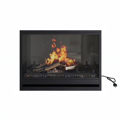 Black 31inch Inset Electric LCD Display Media Wall Fireplace - AmberGlo