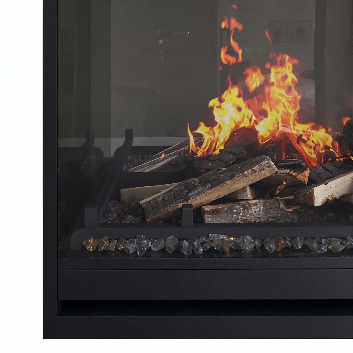 Black 31inch Inset Electric LCD Display Media Wall Fireplace - AmberGlo