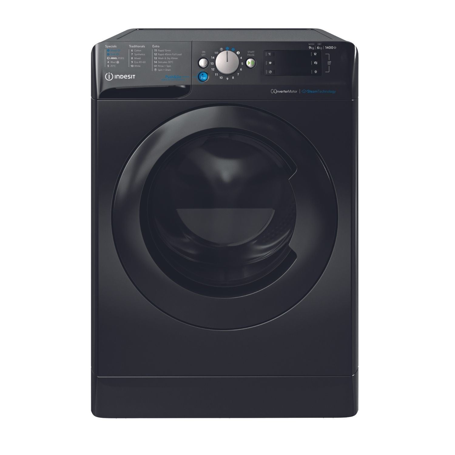 Indesit 9kg Wash 6kg Dry 1400rpm Washer Dryer - Black