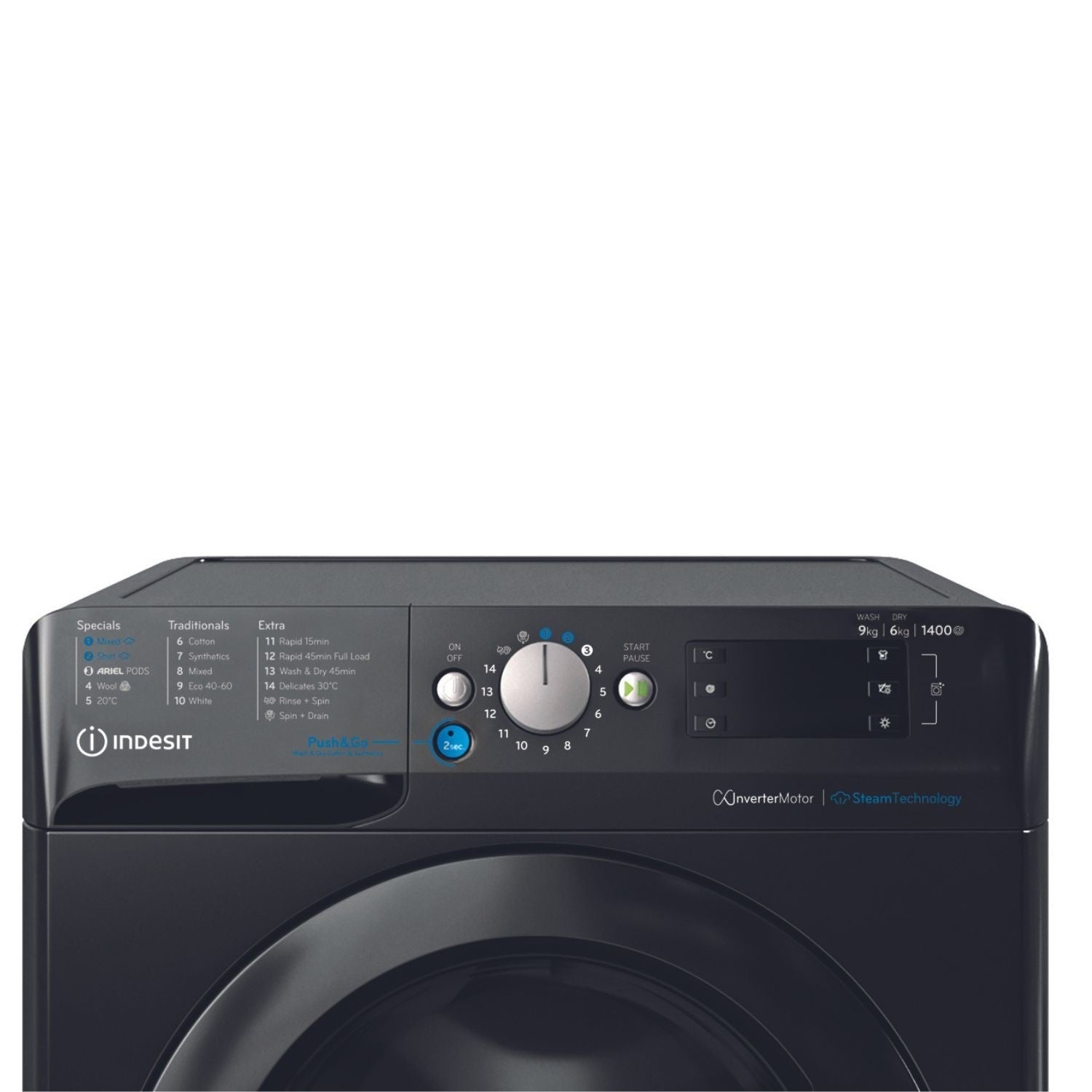 Indesit 9kg Wash 6kg Dry 1400rpm Washer Dryer - Black