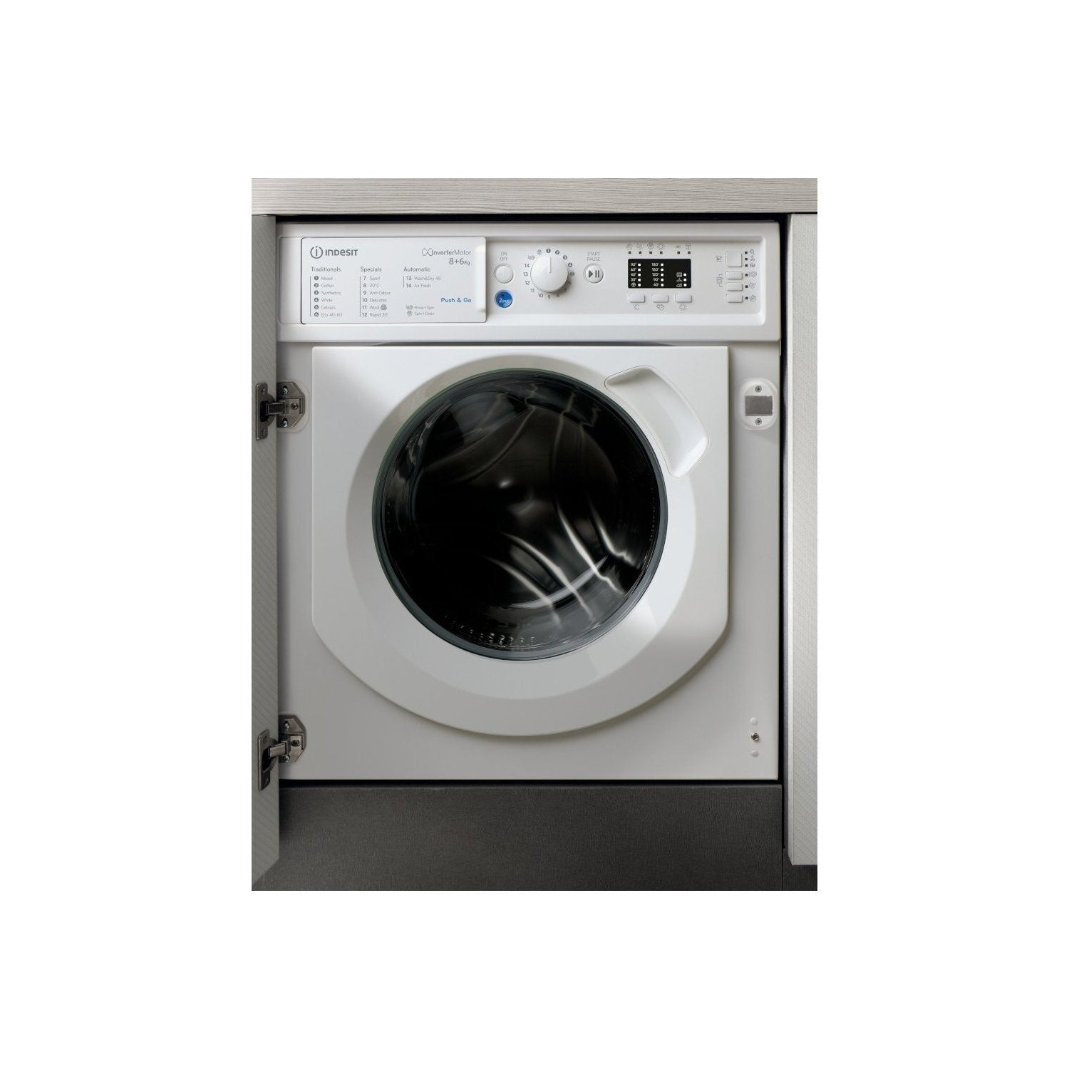 Indesit Push&Go 8kg Wash 6kg Dry 1400rpm Integrated Washer Dryer - White