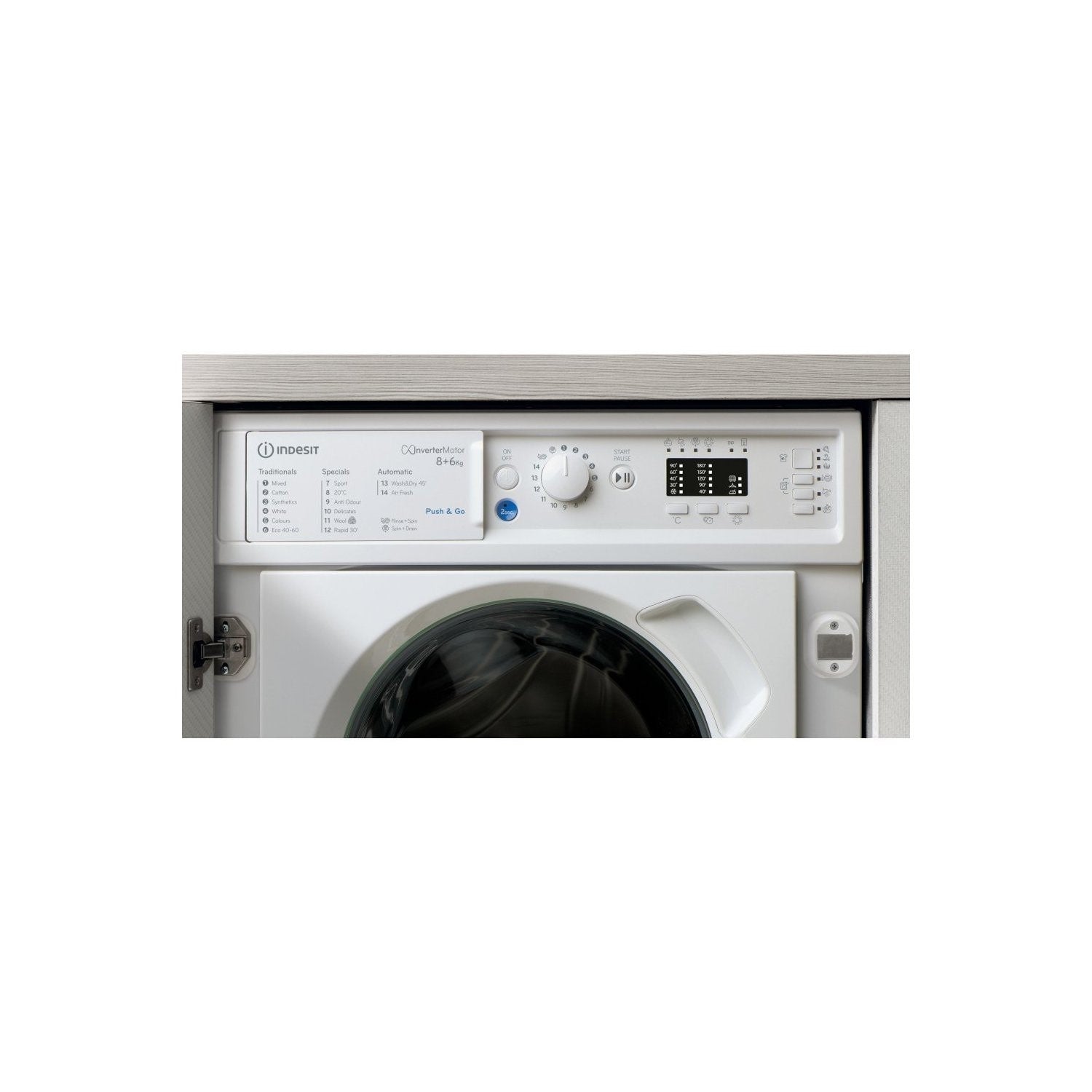 Indesit Push&Go 8kg Wash 6kg Dry 1400rpm Integrated Washer Dryer - White