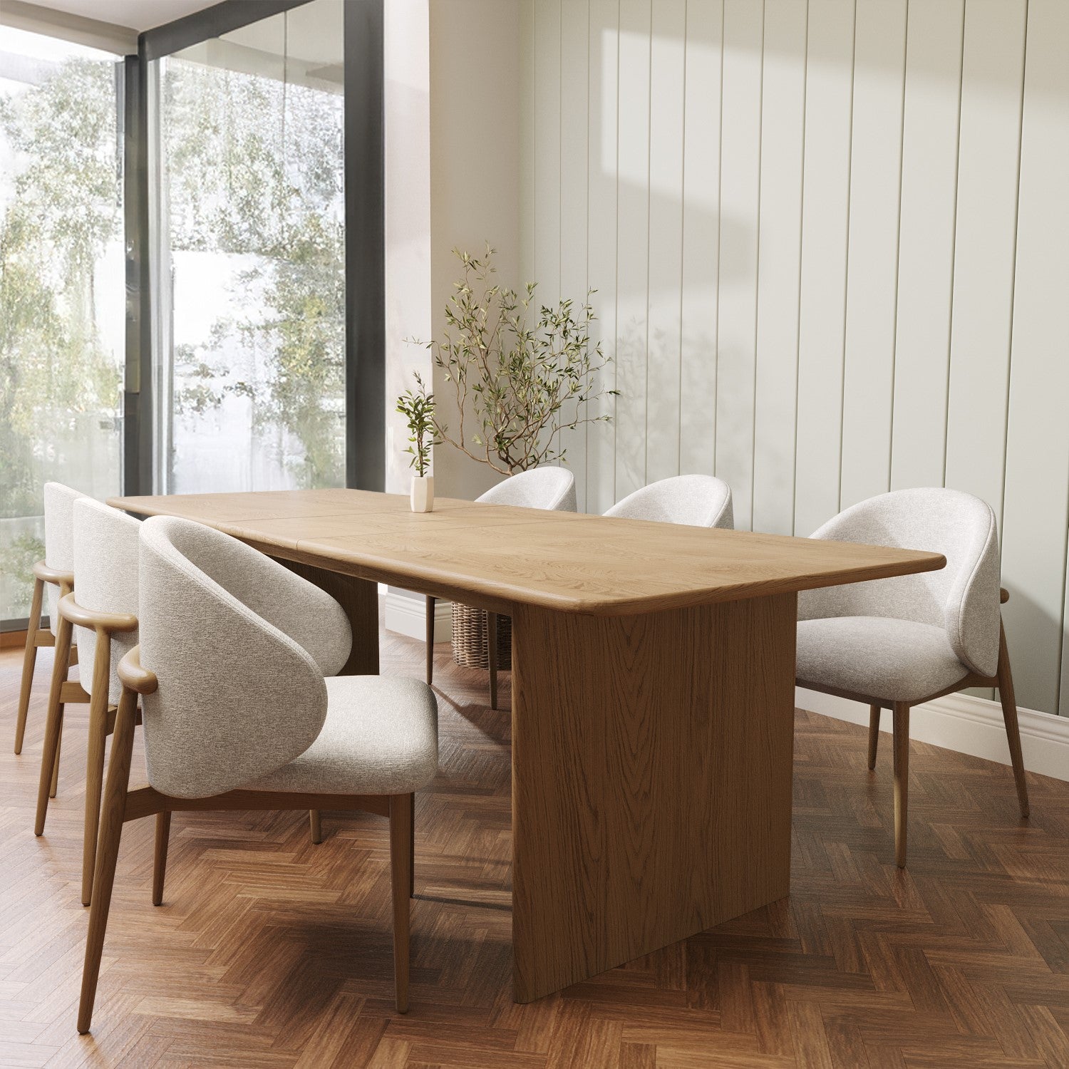 Large Oak Extendable Dining Table - 180-220cm - Seats 6 - 8 - Mia