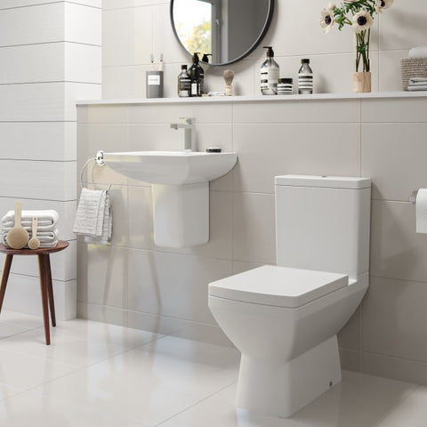 Close Coupled Toilet and Semi Pedestal Basin Suite - Tabor