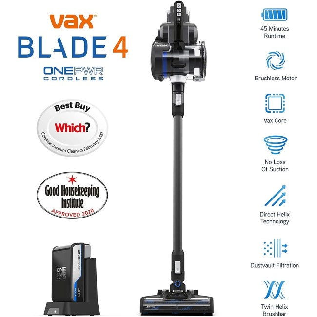 Vax ONEPWR Blade 4 Cordless Vacuum Cleaner - Grey & Blue