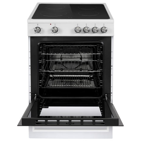 electriQ 60cm Single Cooker with Ceramic Hob - White