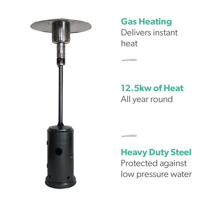 electriQ Mushroom Outdoor Gas Patio Heater - Black