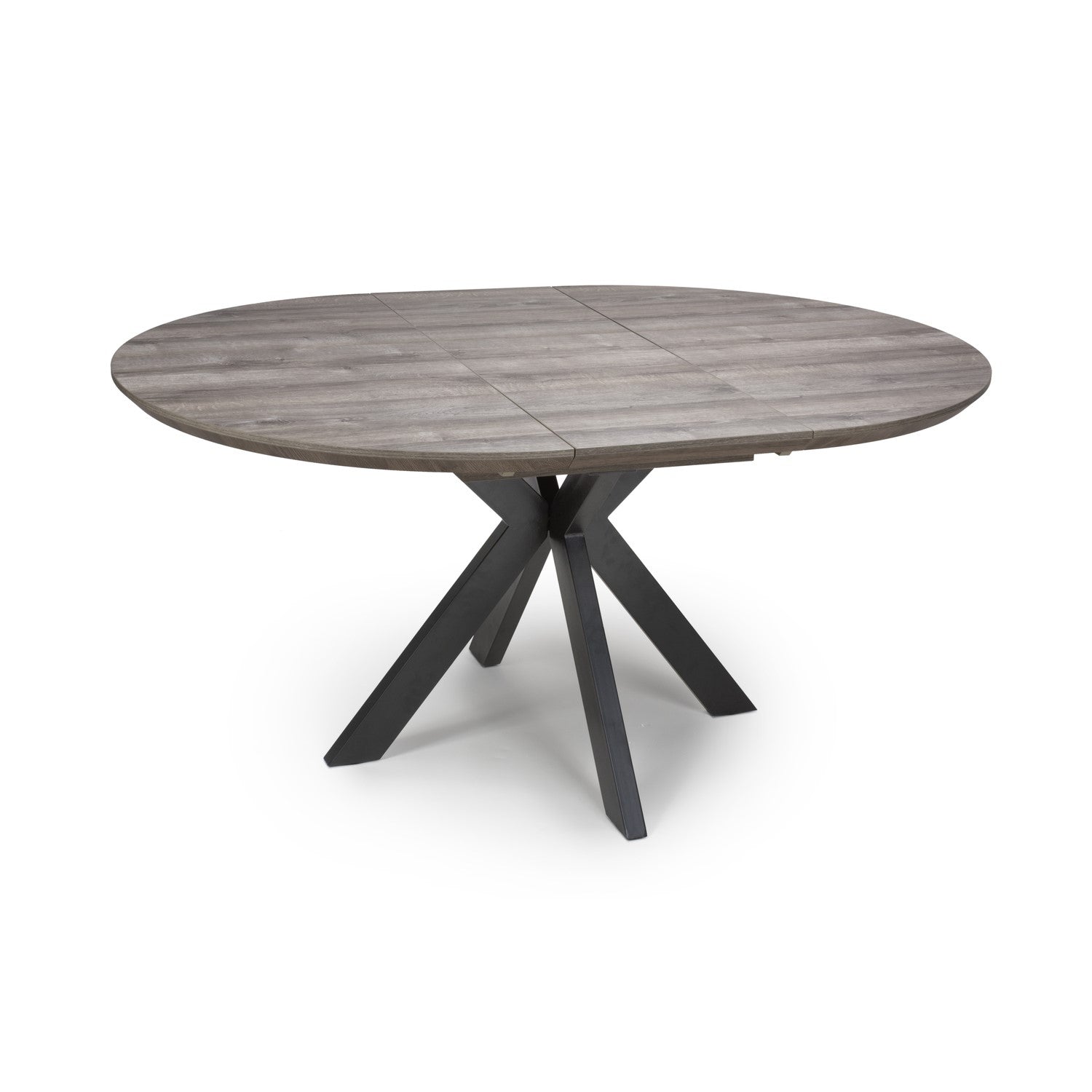 Grey Wood Effect Round Extendable Dining Table - Seats 4 - 6 - Manhattan