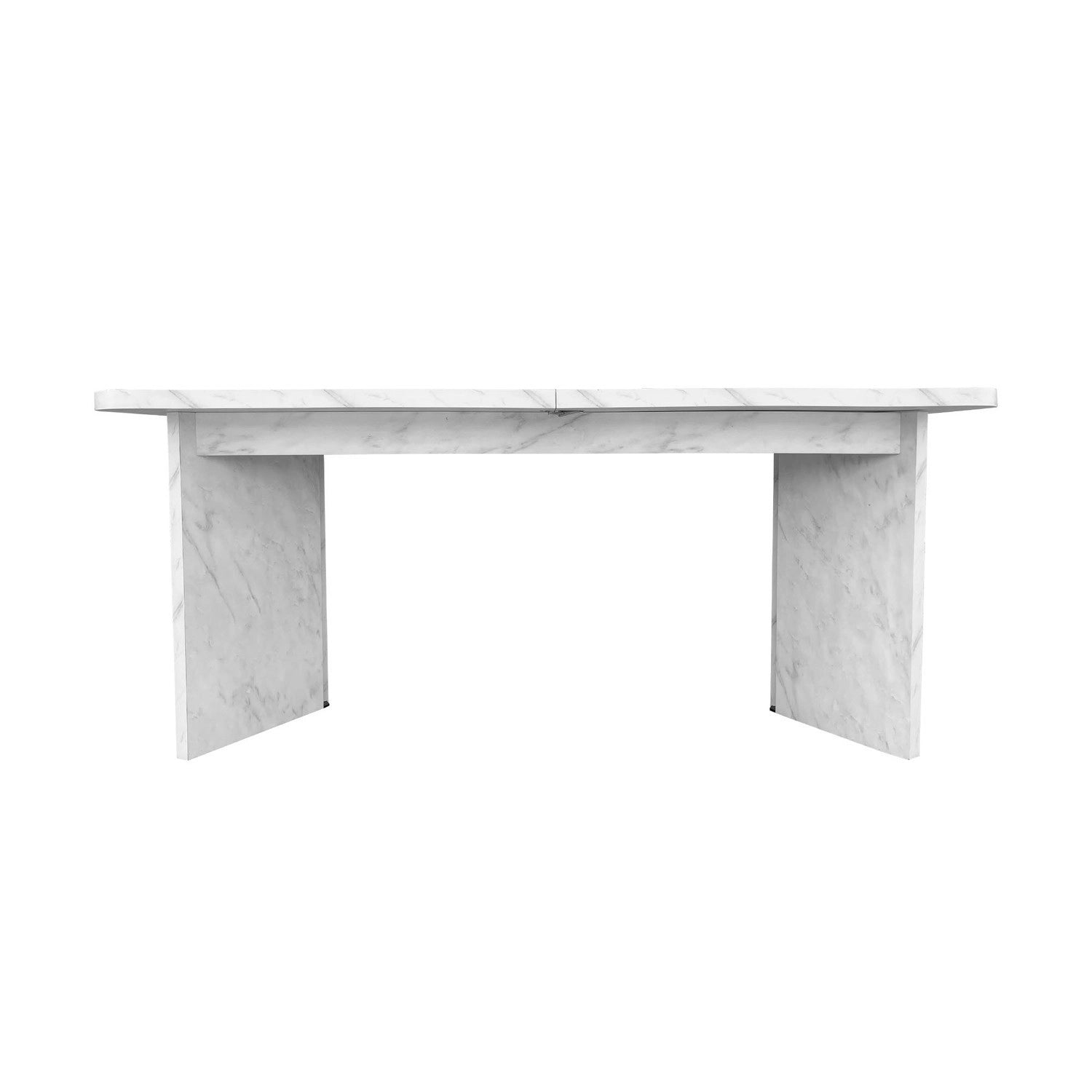 White Marble Effect Pillar Extendable Dining Table - Seats 6 - 8 - Geneva