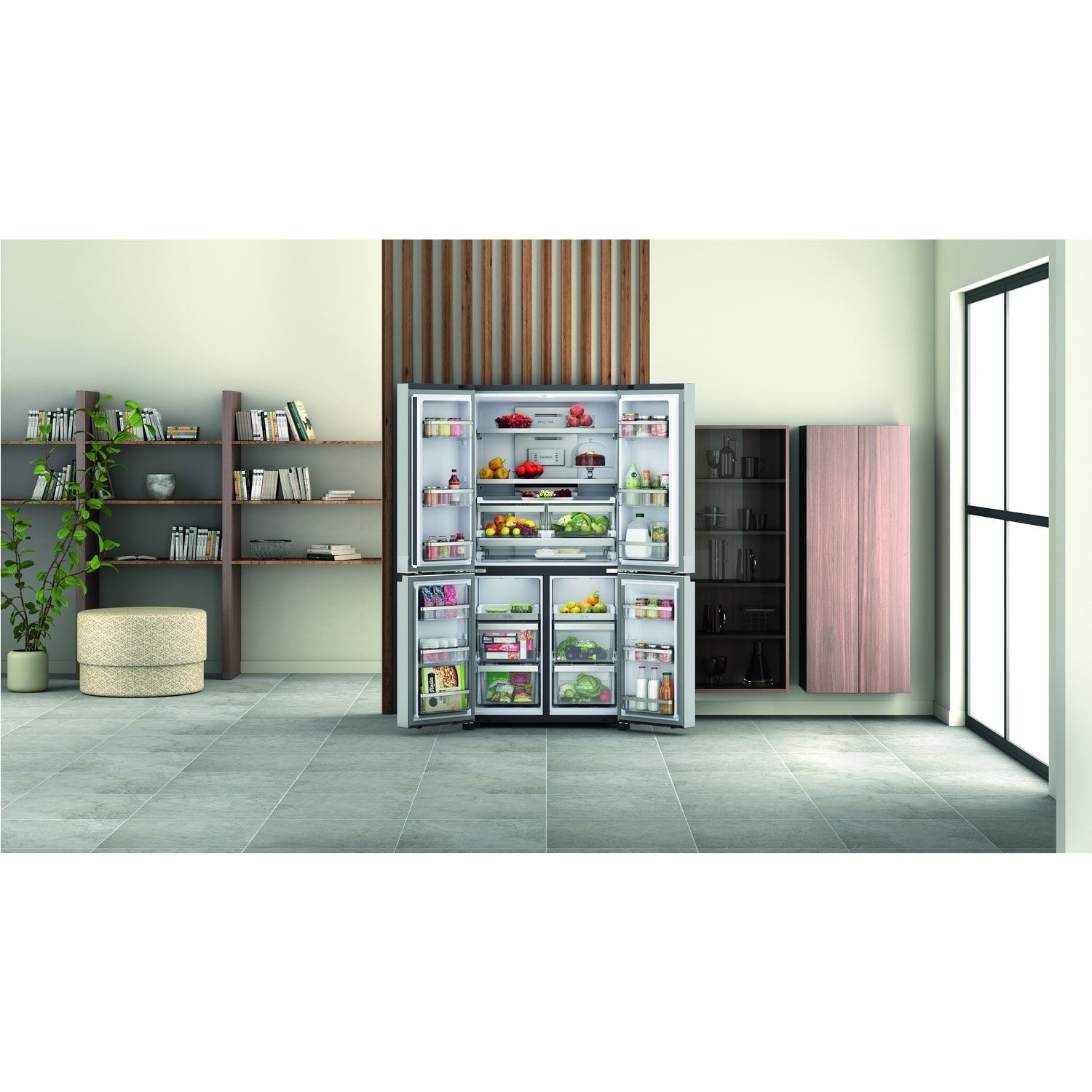 Hotpoint 596 Litre Freestanding American Fridge Freezer - Stainless Steel