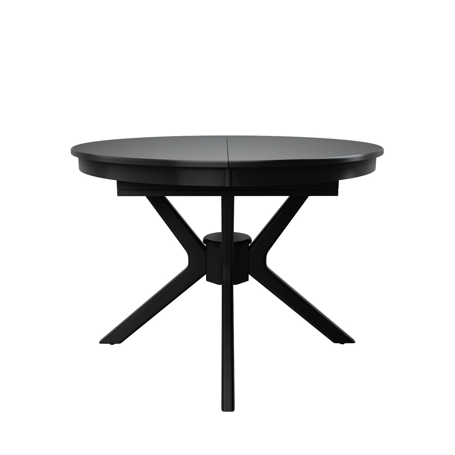 Large Black Wooden Extendable Round to Oval Dining Table - Seats 4 - 6 - Karie