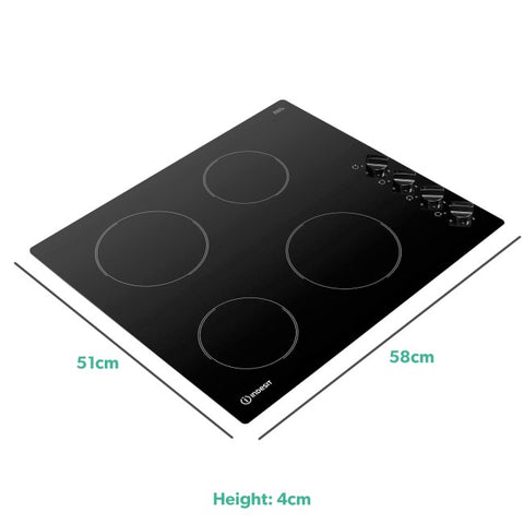 Indesit 58cm 4 Zone Knob Control Ceramic Hob