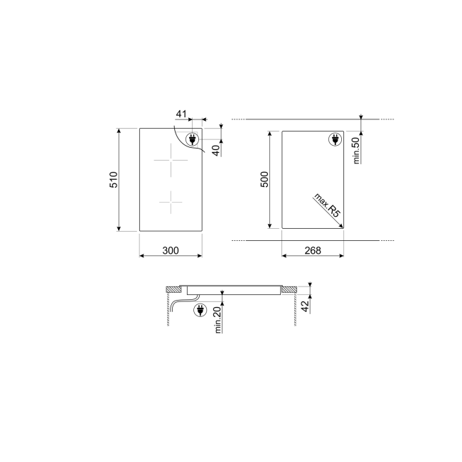 Smeg 30cm 2 Zone Domino Ceramic Hob