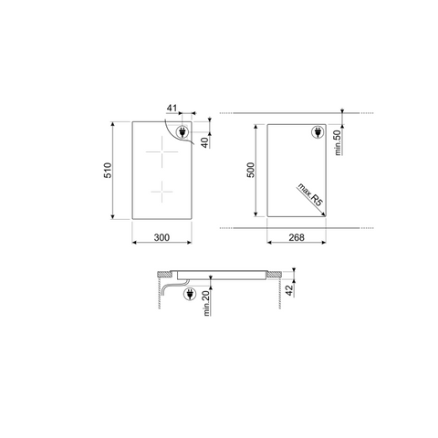 Smeg 30cm 2 Zone Domino Ceramic Hob