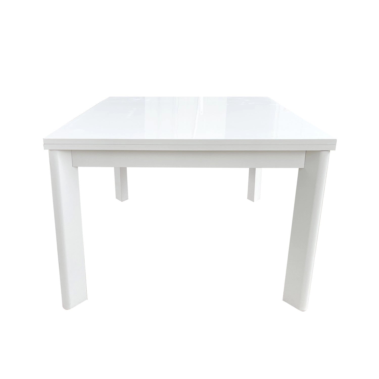 Small White Gloss Square Extendable Dining Table - Seats 2 - 6 - Vivienne