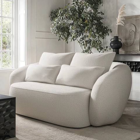 Cream Boucle Curved 2 Seater Sofa - Vera