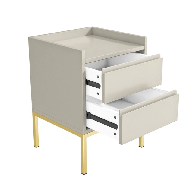 Taupe Modern 2 Drawer Bedside Table with Legs - Zion